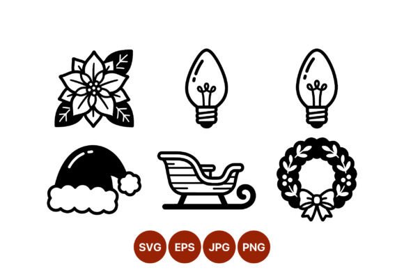 Black and White Christmas Line Art Icons: A Graphics Must-Have