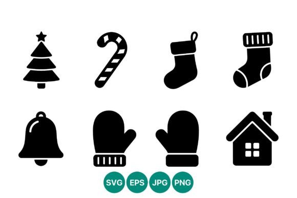 Black Christmas Icons: A Festive Graphics Set for Publishers