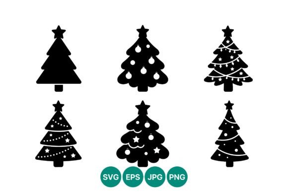 Black Christmas Trees Flat Design: A Versatile Graphics Asset