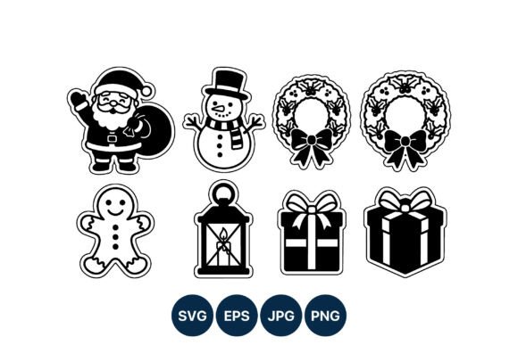 Black White Christmas Icons Set: A Graphics Must-Have