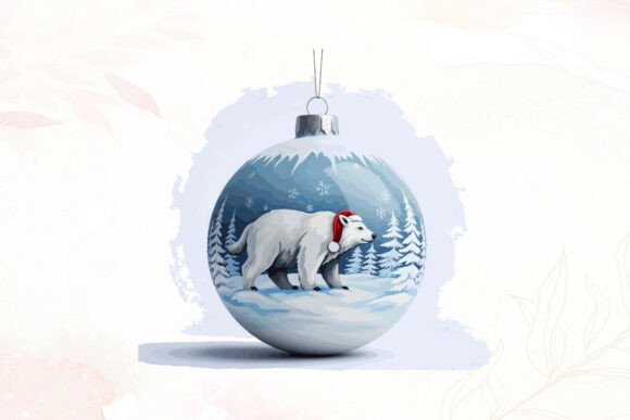 Christmas Bauble with Polar Bear: A Charming Graphic for Holiday Campaigns