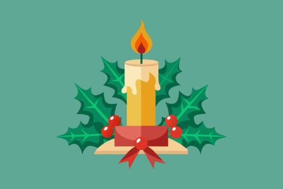 Christmas Candle Holly Berry Graphic: A Freebie for Creative Projects