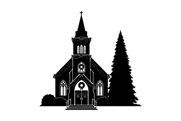 Christmas Church Illustration: A Versatile Graphic for Local Brands