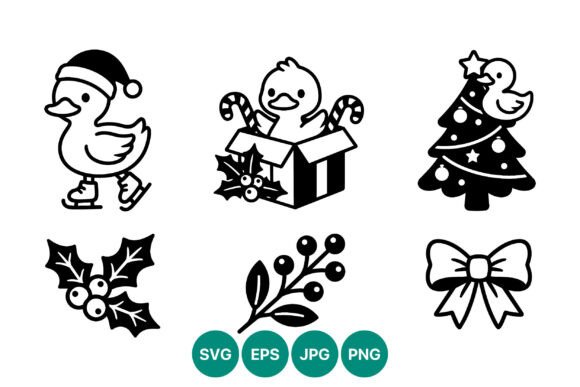 Christmas Duck Black and White Vector: A Charming Graphics Choice