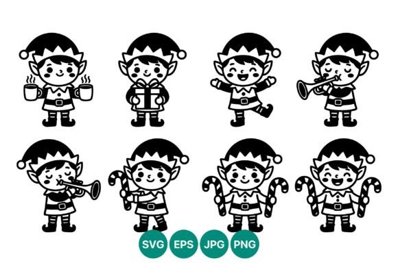 Christmas Elf Vector Art Set: Perfect for Holiday Graphics