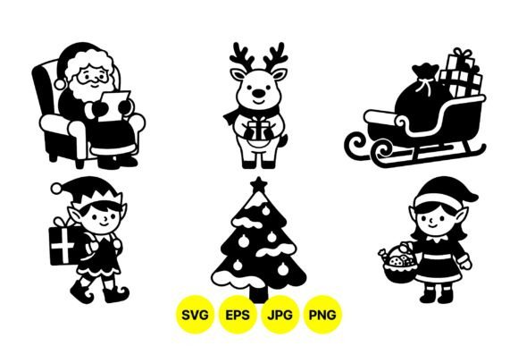 Christmas Holiday Character Icons: Perfect Graphics for Festive Crafting