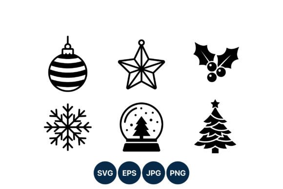 Christmas Icon Set Black White: A Versatile Graphics Asset
