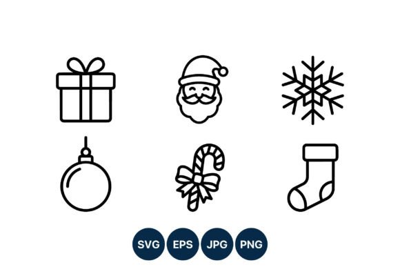 Christmas Icons Black and White Holiday: A Versatile Graphics Set