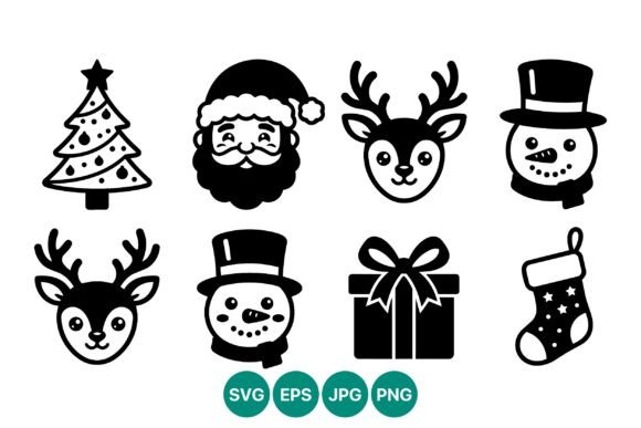 Christmas Icons Black White: A Festive Graphic Set for Local Brands