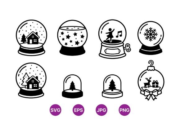 Christmas Snow Globe Clipart Set: A Charming Graphics Addition