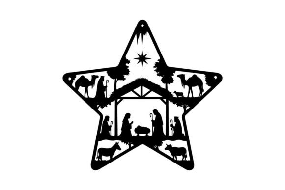 Christmas Star Silhouette Nativity Scene: A Versatile Graphic for Creative Projects