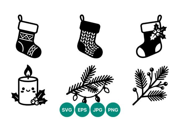Christmas Stockings Candle Pine Icons: A Must-Have for Festive Graphics