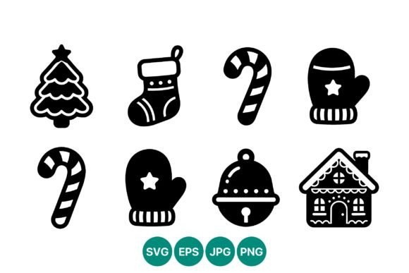 Christmas Tree Mitten Candy Cane Bell: A Versatile Graphics Set
