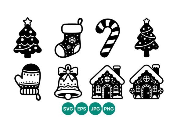 Christmas Winter Holiday Black White: A Versatile Graphics Set