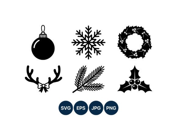 Christmas Wreath Antlers Snowflake: Festive Graphics for Holiday Projects