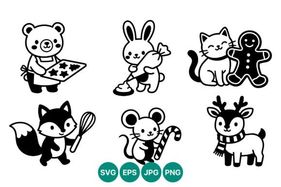 Cute Animals Baking Christmas Treats: A Charming Graphics Illustration