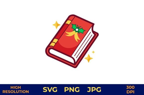 Festive Red Book with Christmas: A Versatile Graphic for Holiday Branding