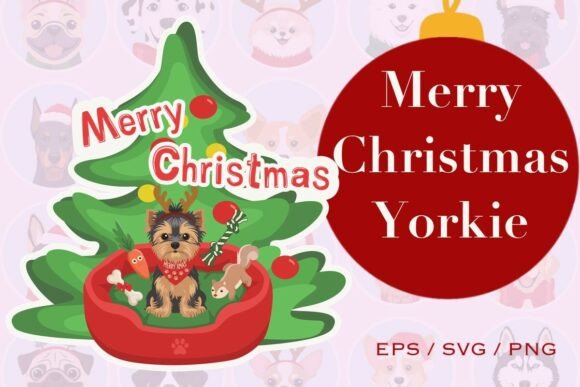Festive Yorkie Graphics for Holiday Publishing