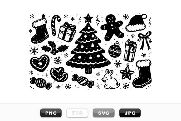 Hand Drawn Christmas Icons Set: A Festive Graphics Treasure