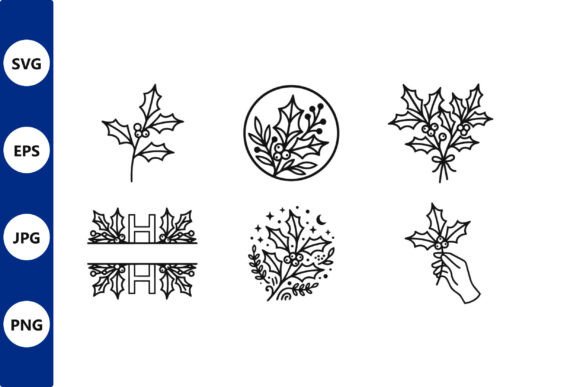 Holly Christmas Vector Icons Set: Perfect for Festive Graphics