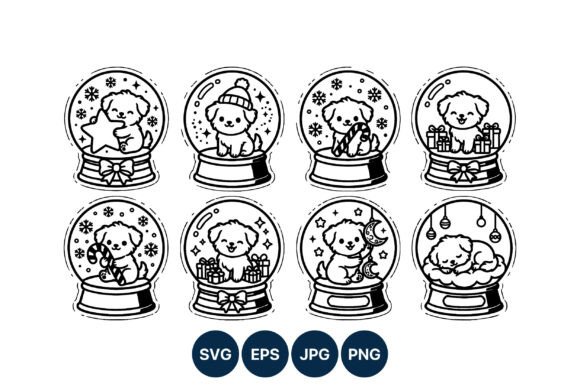 Puppy Snow Globes: A Charming Christmas Graphics Illustration