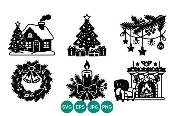 Vector Art Christmas House and Tree: A Festive Graphic for Local Brands